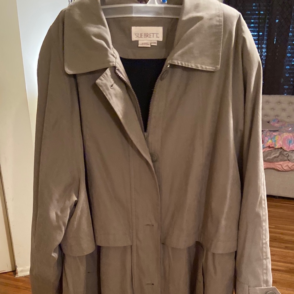 SUE BRETT Long Women's Vintage Grey Trench Coat